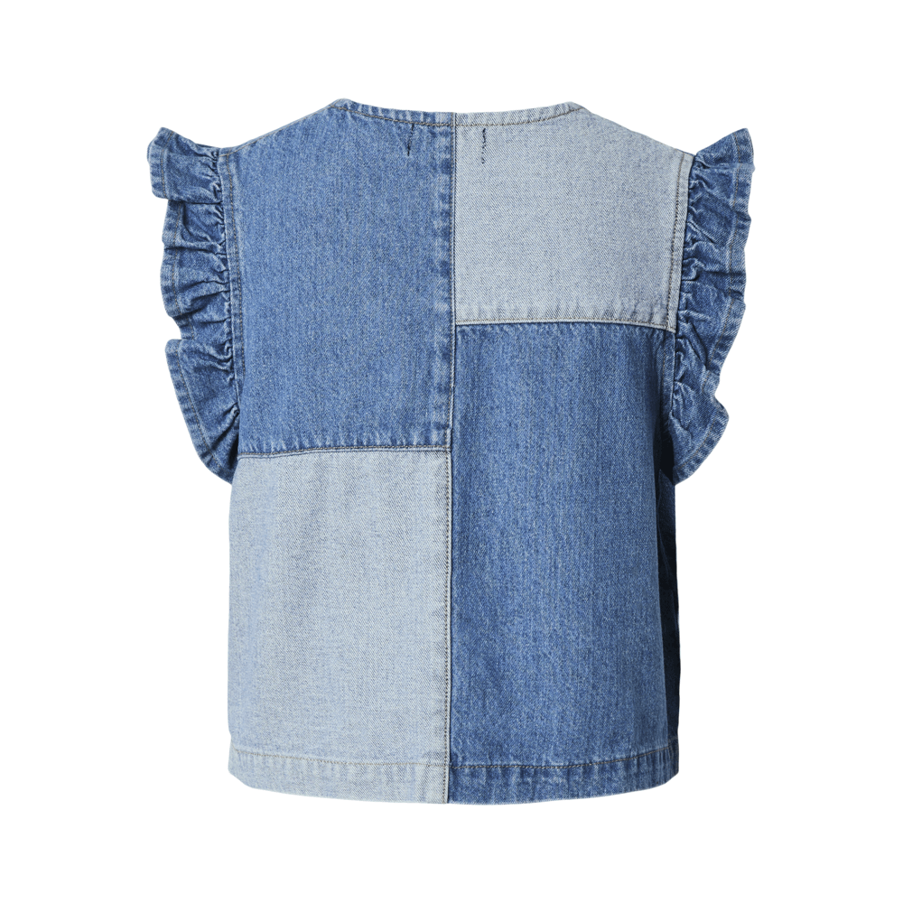 Pieces Fie Patchwork Denim Gilet